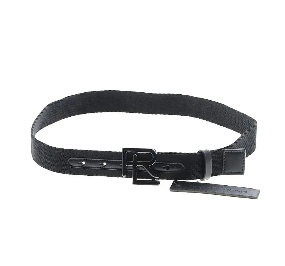 Ralph Lauren Purple Label Men’s RL Logo Belt 32 S Black Silver Buckle NWT